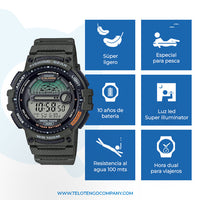 Thumbnail for reloj original para hombre marca casio fishing WS-1200H-3AVCF reloj para pesca